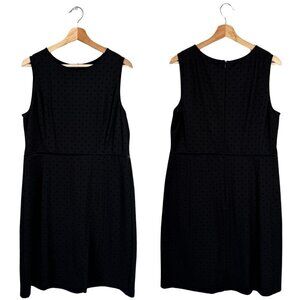 Talbots Velvet Polka Dot Cocktail Sheath Mini Dress Women's 14 Black Sleeveless